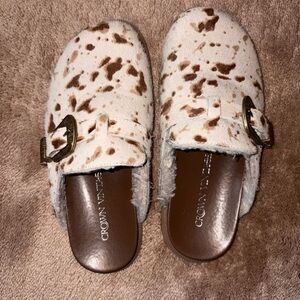 Crown Vintage Brown and Cream Buckle Mules